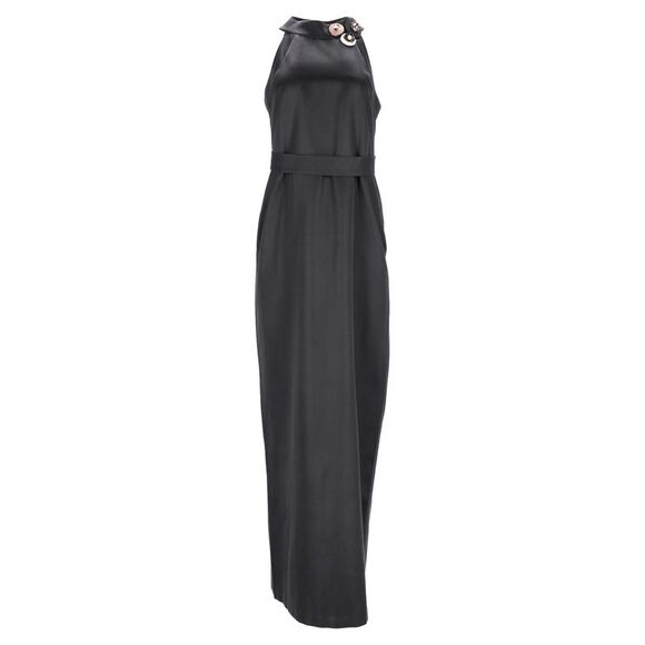 Emilio Pucci Embellished Halter Neck Maxi Dress in Black Silk Emilio Pucci Embellished Halter Neck Maxi Dress in Black Silk